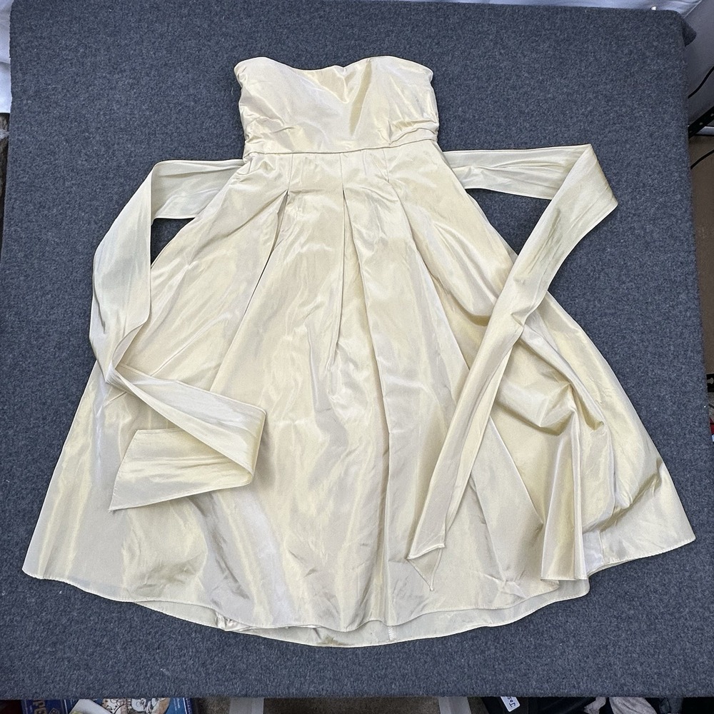 Jim Hjelm Women Strapless Bridesmaid Dress Gold Taffeta Size 4